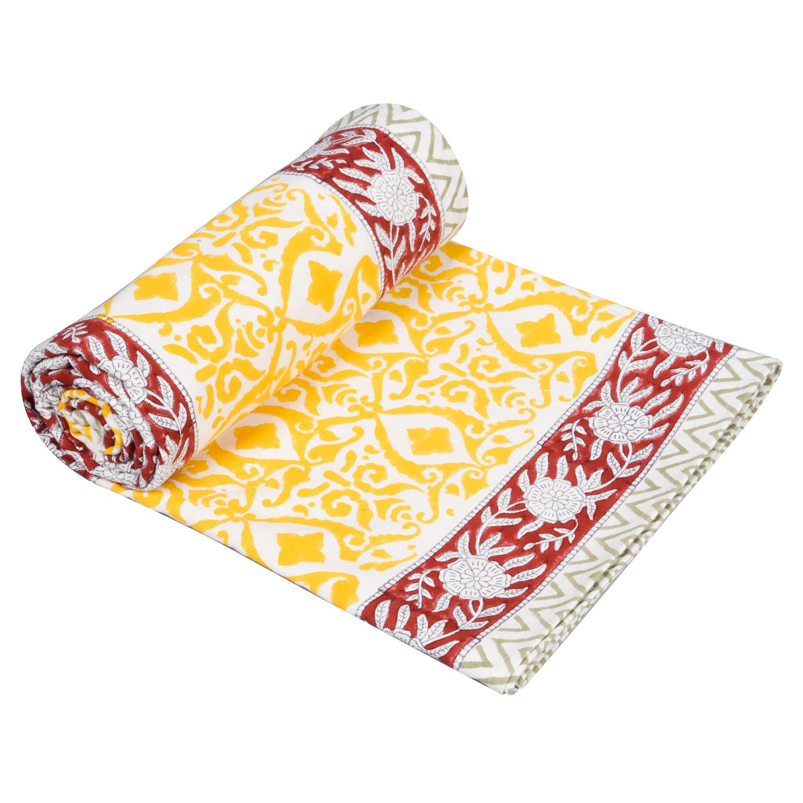 Premium Single Bed Sheet – Traditional Hand Block Style Print