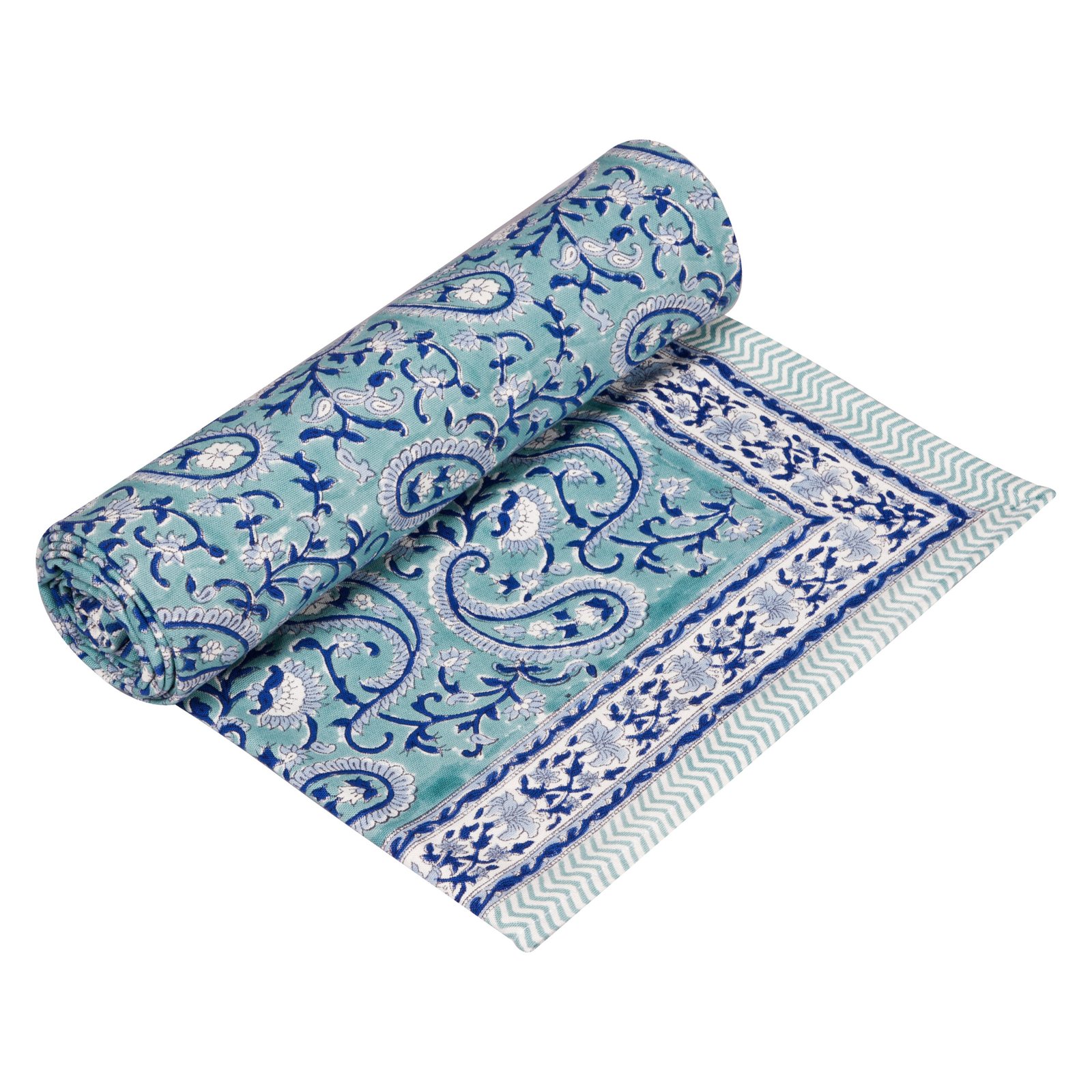 Premium Single Bed Sheet – Elegant Paisley Hand Block Style Print